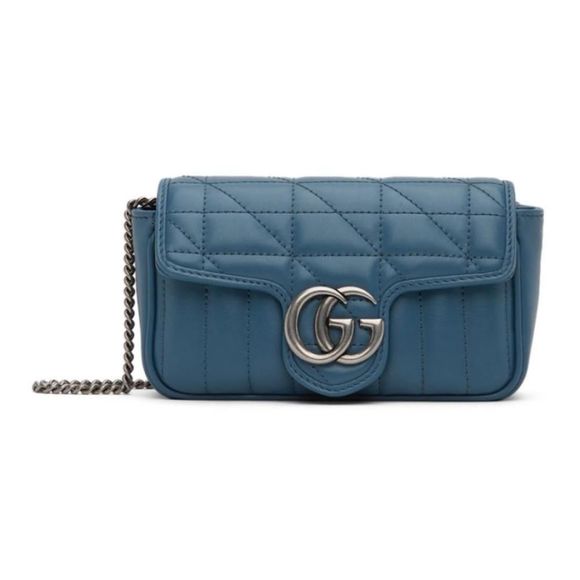 Gucci Super Marmont Mini Blue GG Shoulder Bag - Picture 1 of 5